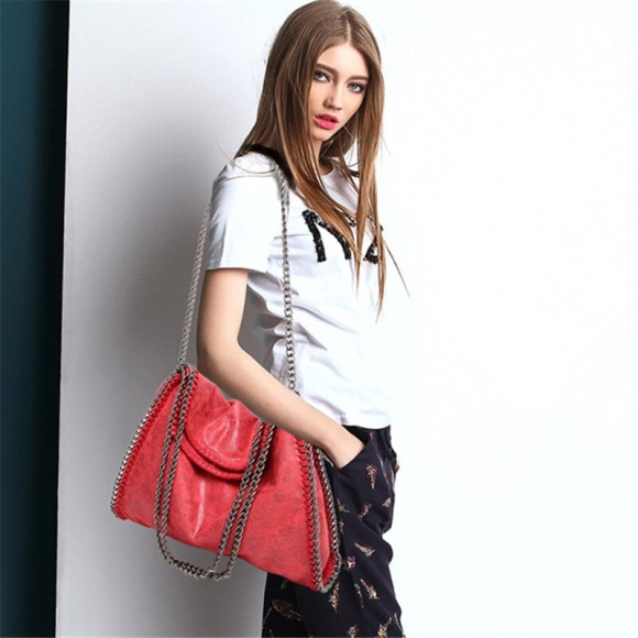 Fashion New Women’s Chain Shoulder Bag Large Capacity Crossbody Tote Bag Female Foldable Solid Color Handbags Shopping Bags