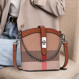 New Luxury Plaid Shoulder Bag for Women 2023 Simple Brand Designer Crossbody Bag Trends Ladies Canvas Small Bag