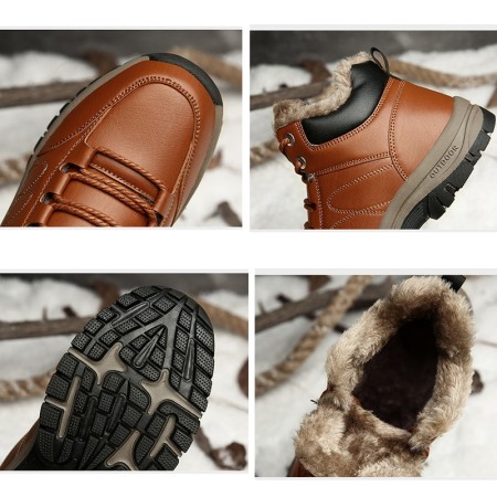 Men Winter Warm Sneakers Plush Snow Boots Non-slip Outdoor Climbing Trekking Shoes Man Sports Hiking Ankle Boots Cotton Shoes